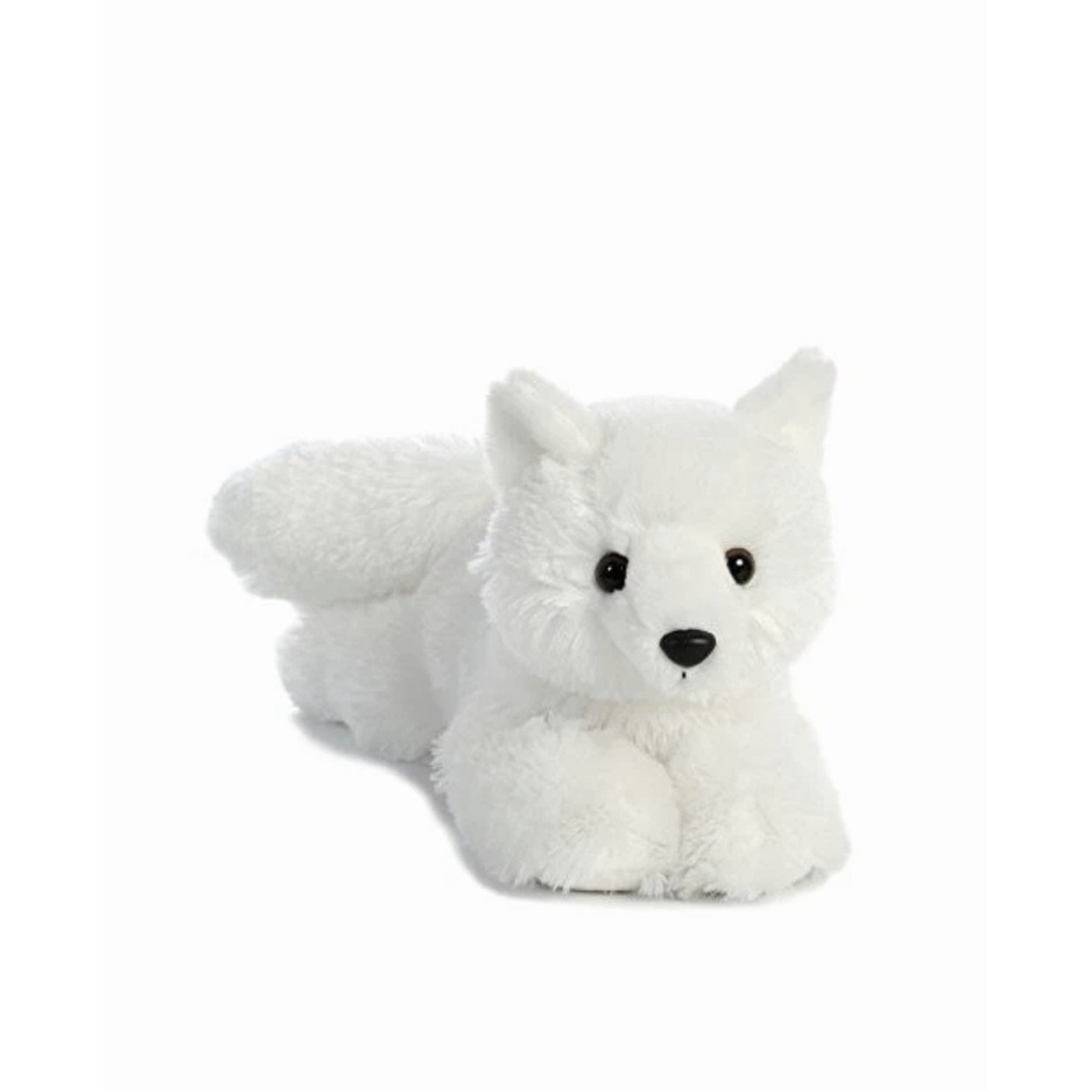 Aurora 8" White Arctic Fox Plush Flopsy Flops & Stands Weighted Feet Super Silky